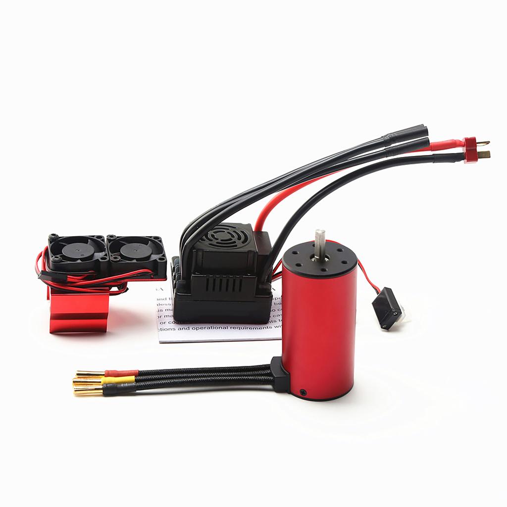 S3670 2150KV Brushless Motor Sensorless Waterproof Motor and 120A Brushless ESC T Plug Heat Sink Replacement for HSP