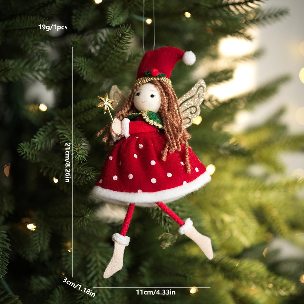 Sitting Elf Doll Angel Pendant Cute Little Girl Christmas Tree Ornaments Hanging Decorations Kids Children Day Gift