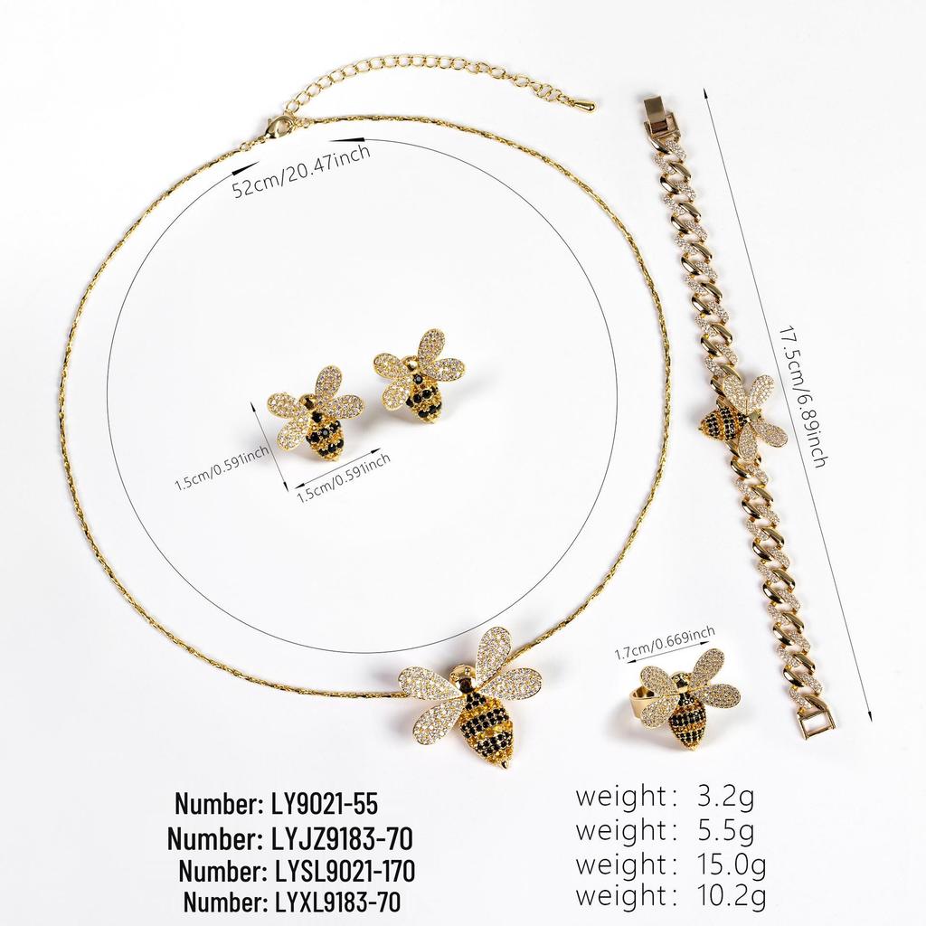 Cross-Border Bee Jewelry Set: Elegant 14K Gold Necklace & Earrings