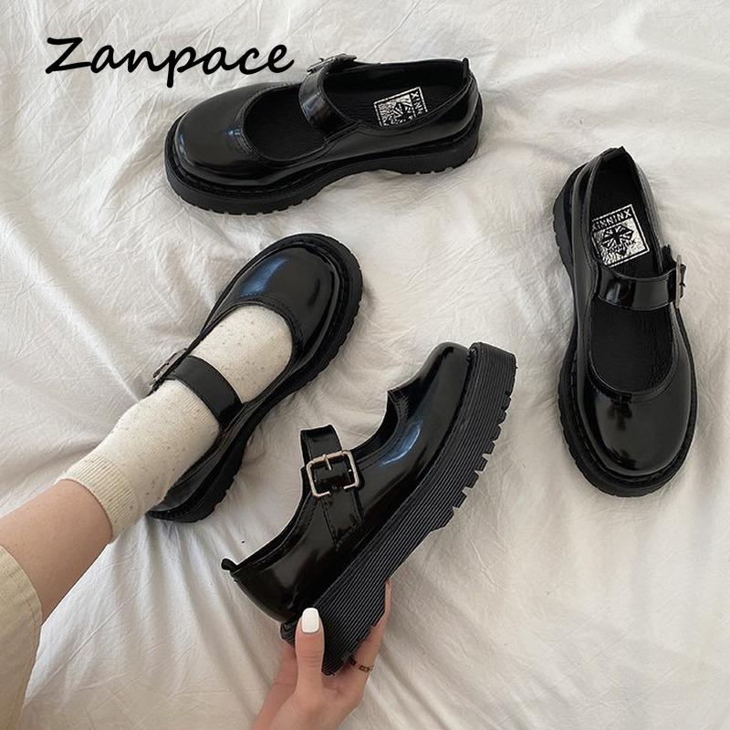 Fashion Japanese Leather Shoes Heels Waterproof Platform Mary Janes Retro British 2024 Heels Patent Leather Pumps Womens Lolita Shoes
