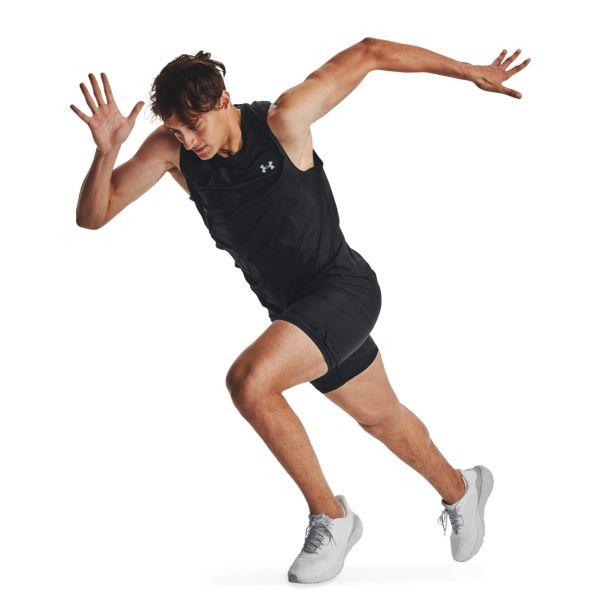 Under Armour Однотонный жилет для бега без рукавов с круглым вырезом, мужские топы, черный 1376994-001