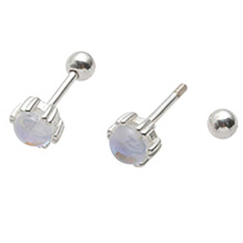 1 пара сережек-гвоздиков с лунным камнем в форме уха и гвоздя для женщин и девочек