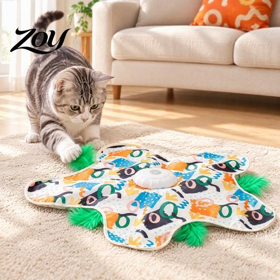 Independent Play Toys for Kittens Interactive Cat Toy, Rechargeable Automatic Feather Wand with Motion Sensor, Star Replacement Accessories Shape Hide