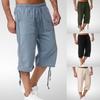 Inen Short Men 3/4 Length Knee Cotton Large Size High Waist Plus Size Bermuda Shorts Male Long Men's Summer Breeches
