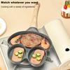 Omelette Pan 4-Cup Non-Stick Egg Frying Mold Heart-Shaped Mini Cooker Pan with Wooden Handle for Breakfast Pancake Making