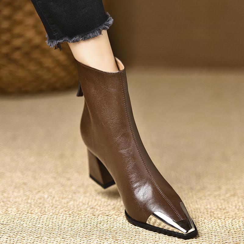 Модные дизайнерские женские ботильоны с острым носком, на высоком каблуке, короткие ботильоны, лаконичные офисные туфли для женщин