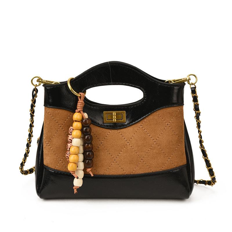 Маленькая сумка из ромбовидной вышивальной нити женская 2025 новая модная контрастного цвета универсальная сумка-мессенджер на цепочке супер огонь портативная маленькая сумка