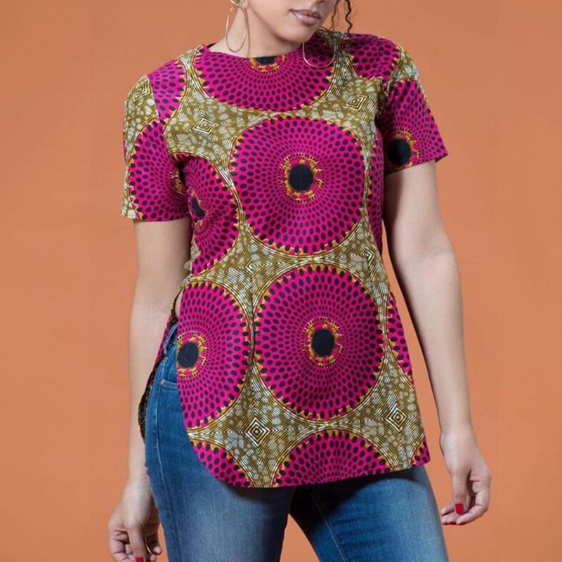 VONDA Summer Women Short Sleeve Print Casual Loose T-shirts Tops