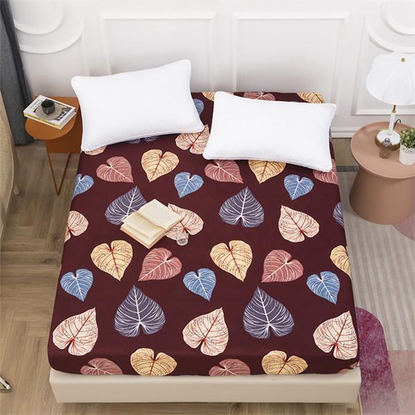 Super Waterproof Bedding Fitted Sheet Printing Mattress Protector Cover Non-slip Bed Linens with Elastic Band Breathable Mattress Protector