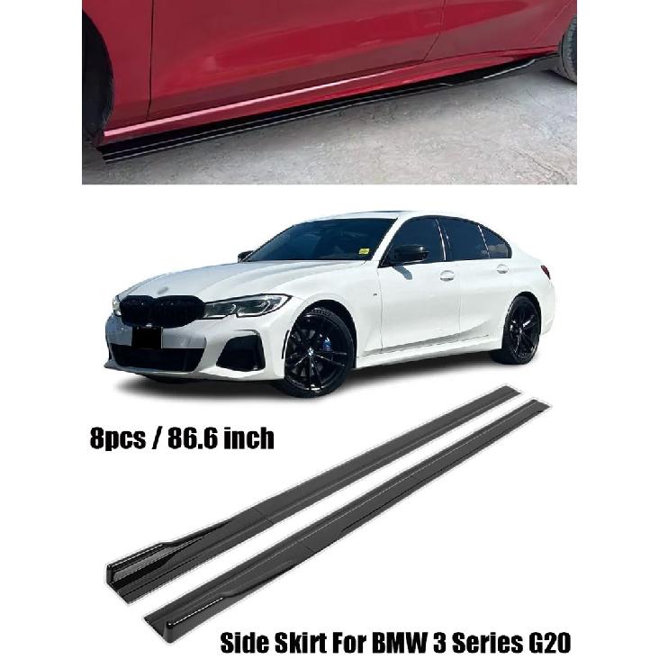 For BMW Accessories 3 Series G20 F30 E90 2005-2020+ M-Sport Car Side Skirt Extensions Rocker Panel Lip 8Pcs 86.6inch/2.2M Gloss