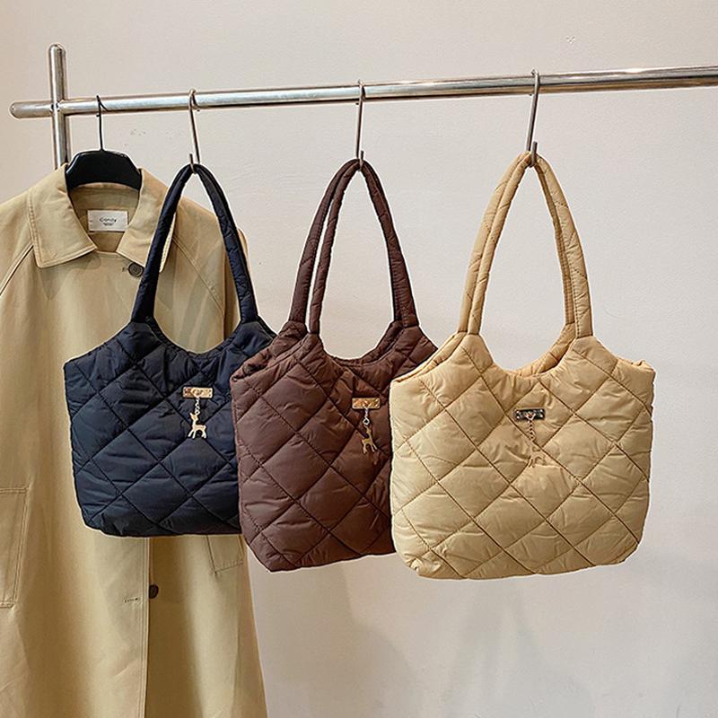 Women Padded Hobo Handbag Casual Crossbody Bag Diamond Quilted Tote Bag Padding Shoulder Bag Slouchy Travel Bag