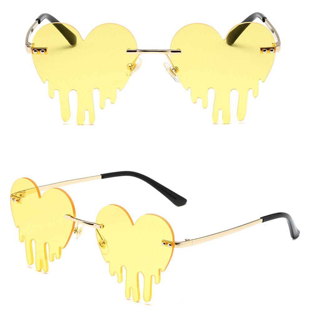 Fashion Colorful Ocean Luxury Heart Unique Women Tear Shape Rimless Sunglasses Sun Glasses