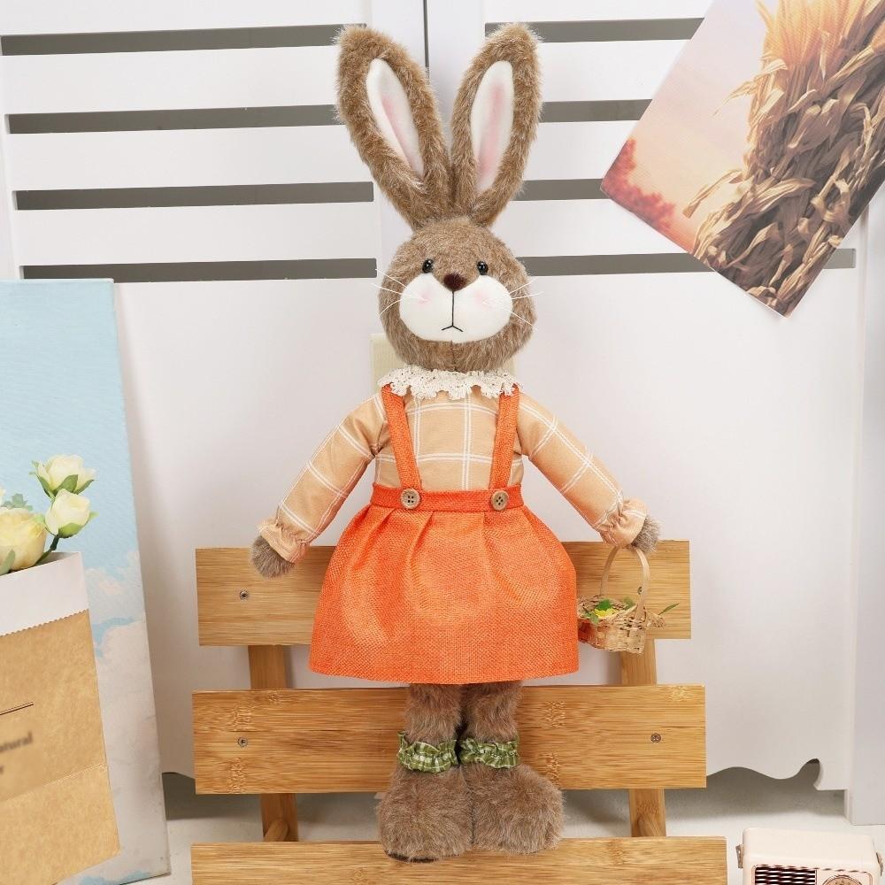 Мультяшное пасхальное кроличье украшение, выдвижное, DIY, ручная работа, телескопический кролик, стоячий, пасторальный стиль, украшение «Счастливой Пасхи»