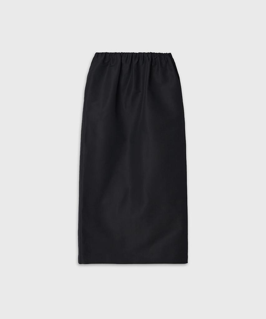 Deolum Volume Waist Column Skirt_Black