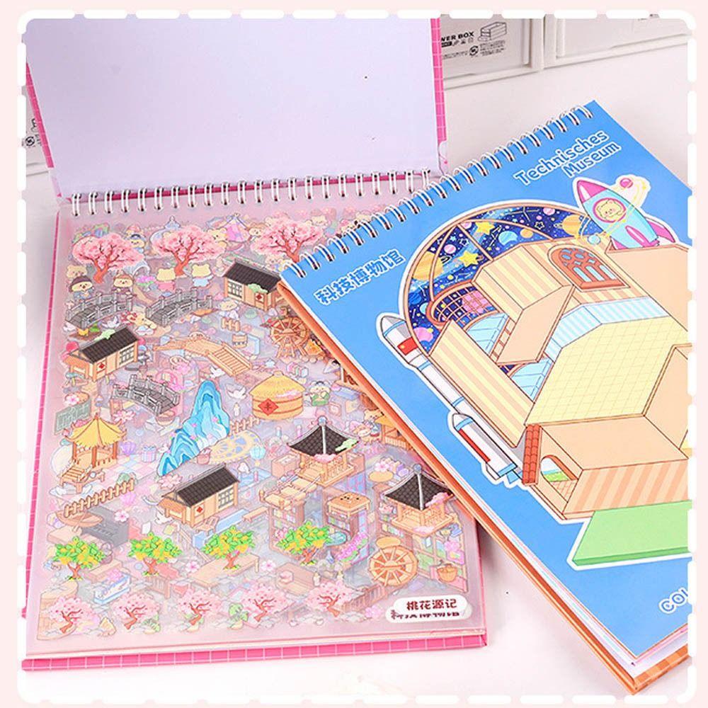 Cartoon Miniature Scene Collection PET Tent Sticker Decoration New Landscape Sticker Book Kids