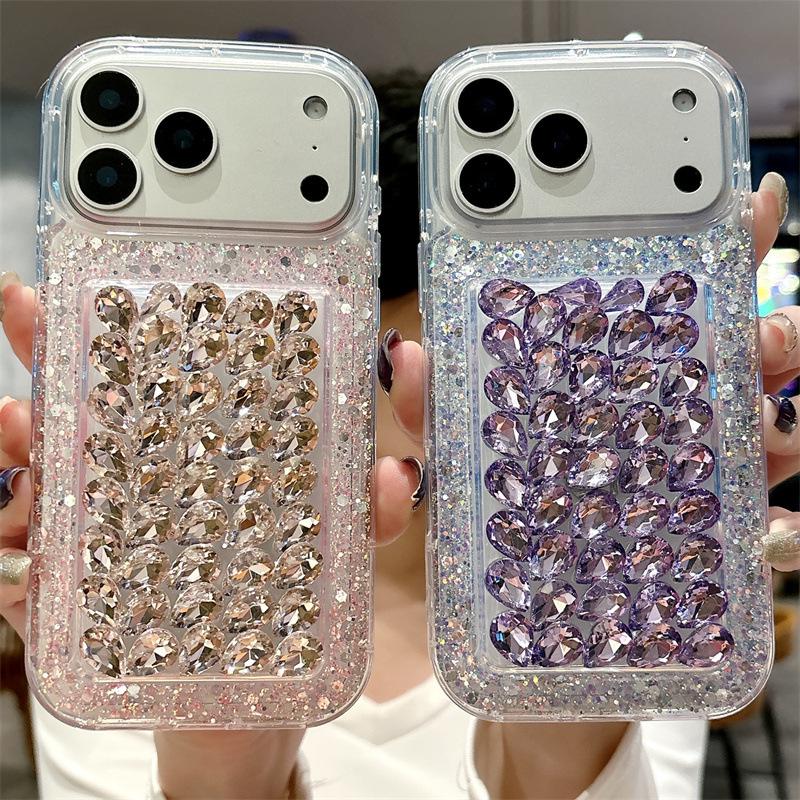Чехол со стразами «Измельченный Алмаз» для iPhone 17 Pro - Полностью Алмазный, Прозрачный Дизайн для iPhone 13, 14, 15 и 16