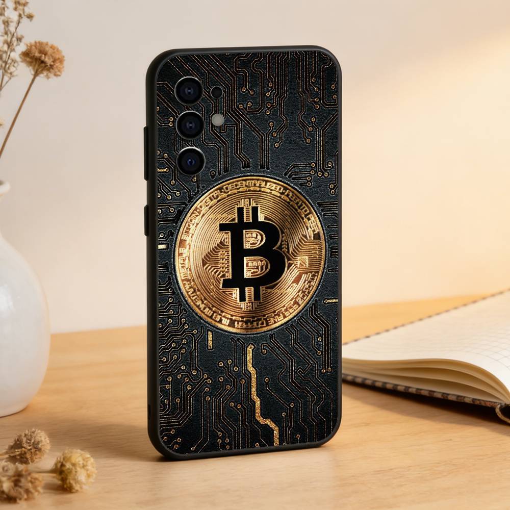 B-Bitcoin Phone Case For Samsung S25,S24,S21,S22,S23,S30,Ultra,S20,Plus,Fe,Lite,Note,10,Black Cover