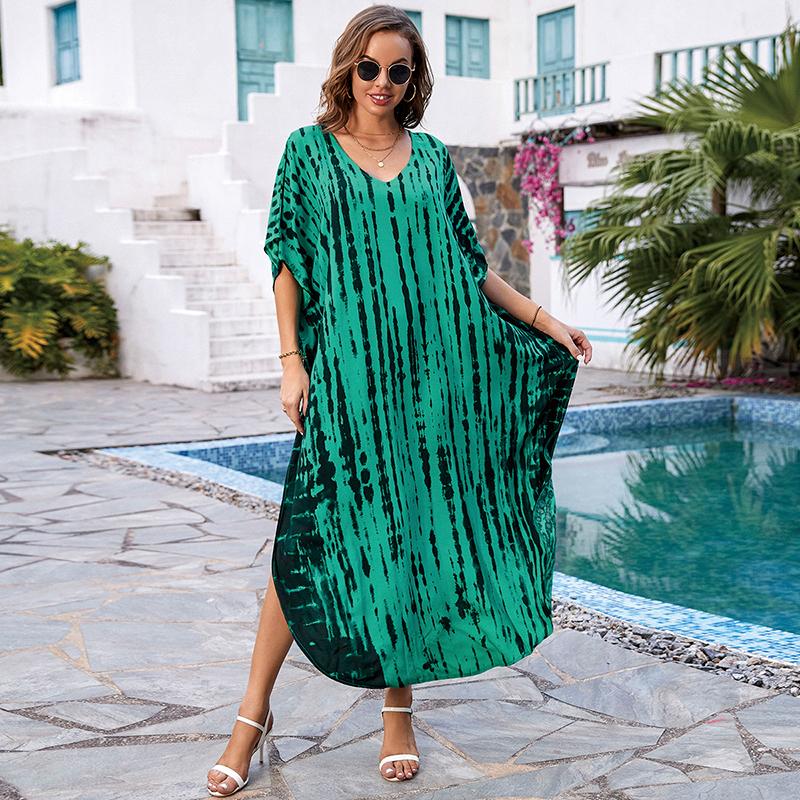 Богемный пляжный кафтан платья для женщин тай-дай летний макси халат летний купальник накидки праздничные купальные костюмы поставка с фабрики большие распродажи