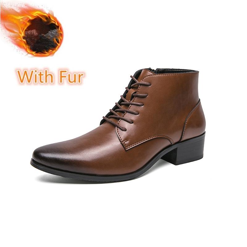 Модные новые мужские ботинки на высоком каблуке, повседневные мужские туфли из натуральной кожи с острым носком, с боковой молнией, мужские ботинки с острым носком, мужская обувь