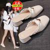 Soft Leather Half Slippers Fairy French Pearl Bag Head Slippers 2025 Spring and Summer New High Heels Lazy Outer Slippers