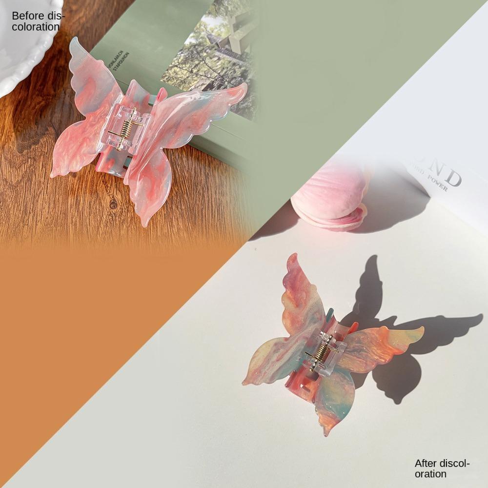 Меняющий цвет ацетат Заколка-бабочка для волос Градиентный цвет Большая заколка-акула Девочка