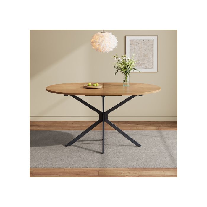 Table de salle à manger, L 120*L 80*H 75,5 cm, pieds en métal, table ovale, table pour 4-6 personnes