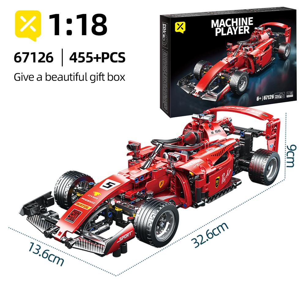ToylinX 1/18 455 шт. Наборы гоночных автомобилей F1 на радиоуправлении MOC Дистанционное управление Строительные блоки Автомобиль Рождественские Наборы на Хэллоуин Строительные игрушки для детей