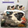 Border Collie Pattern Bedding Home Decoration Birthday Gift (1 * duvet cover + 2 * pillowcase, without core)