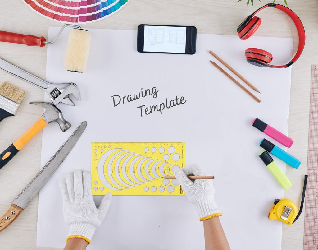 Traceease Геометрический чертежный круг, шаблон радиуса, трафарет для рисования, шаблон для проектирования, измерительная линейка