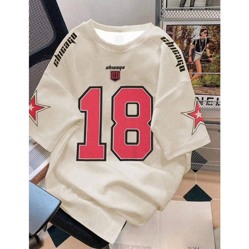 Men Fashion Digital Print No.18 Short Sleeve Basketball Jersey Mens Oversized