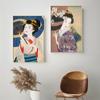 Solid Wood Frame Nordic Japanese Geisha Posters Prints Canvas Painting Modern Minimalist Pictures Vintage Kimono Woman Wall Art Home Decoration