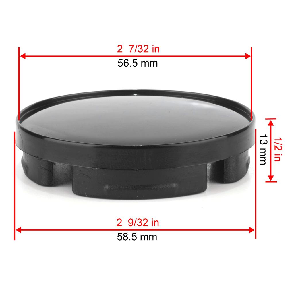 Rhinotuning Wheel Center Caps, 58mm Outer Diameter, 55mm Inner Diameter, ABS Center Covers, Set of 4