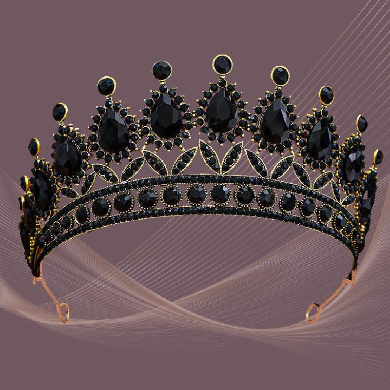 Wedding Tiara Bridal Crown Baroque Water Drop Crystal Crown Birthday Wedding Color Crystal Alloy Large Crown
