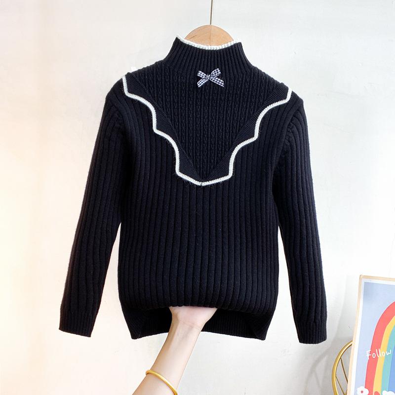 Girls' Knitted Base Sweater Winter Top Sweater Warm Children's Winter Clothes