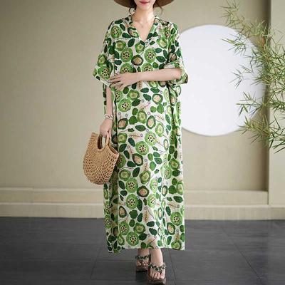 2025 Летние цветочные платья для отдыха в стиле путешествий с V-образным вырезом и длинными рукавами, закрывающими тело