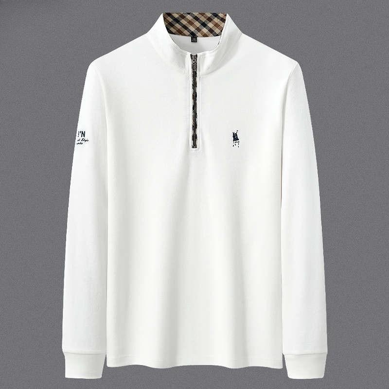 Trend Hub Футболка мужская с длинным рукавом из 100% хлопка премиум-класса, модная вышивка, поло в стиле casual для спорта