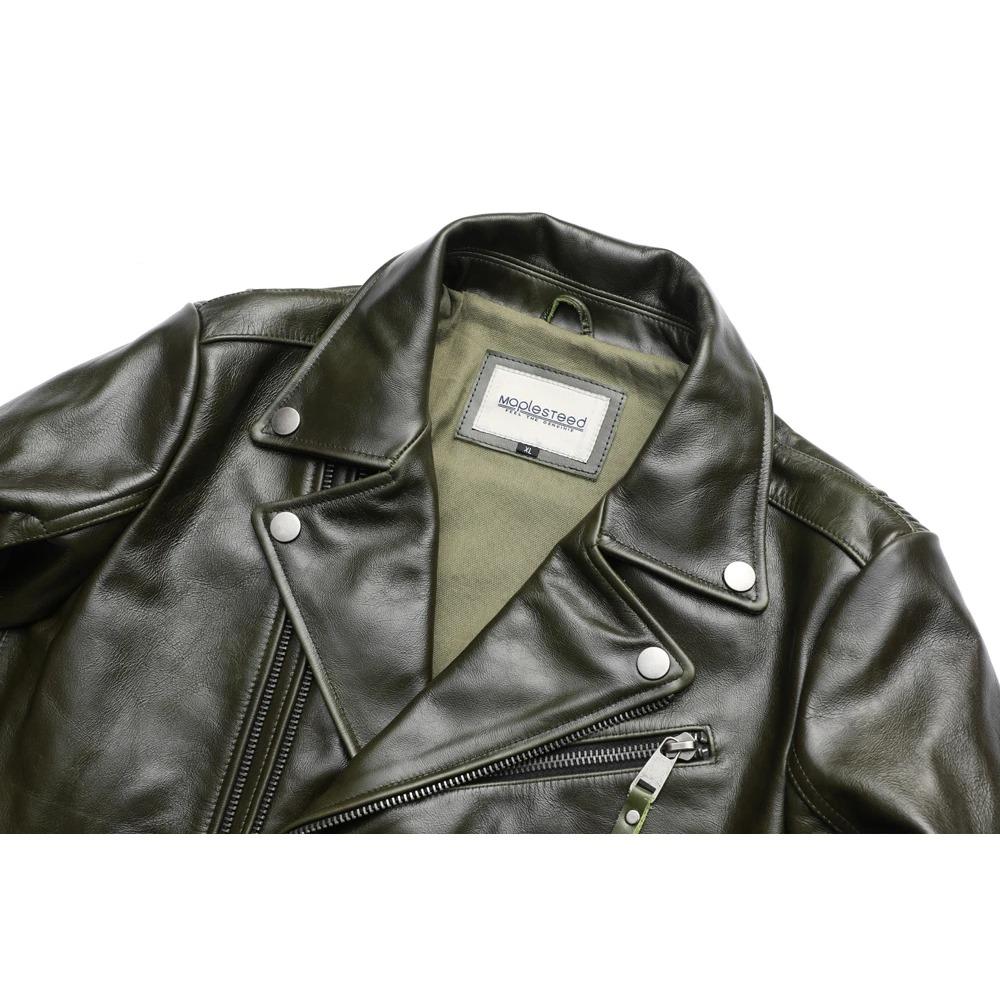 Chinese Size Unique Army Green Motorcycle Jacket Men Leather Jacket 100% Oil Wax Cowhide Motor Biker Jacket Male Leather Coat Winter M455