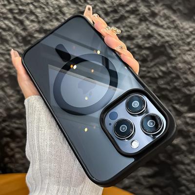 Роскошный магнитный противоударный прозрачный чехол для телефона для iPhone 15 14 13 12 11 Pro Max Plus, чехол для мобильного телефона Magsafe, защита объектива, чехол