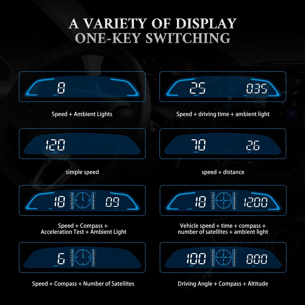 G3 GPS HUD Автомобильный цифровой спидометр Датчик Smart Head Up Display Безопасность Превышение скорости Сигнализация Компас Часы Одометр Подходит для всех автомобилей