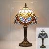Handmade Stained Glass Table Lamp E27 Retro Lampshade Mediterranean Style Table Light Bedroom Bedside Nightstand Decor Lighting