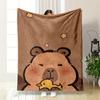 Soft Flannel Cartoon Capybara with Duck Print Throw Blanket - Digital Print Reversible Polyester Flannel, All-Season Cozy Blanket for Home Office