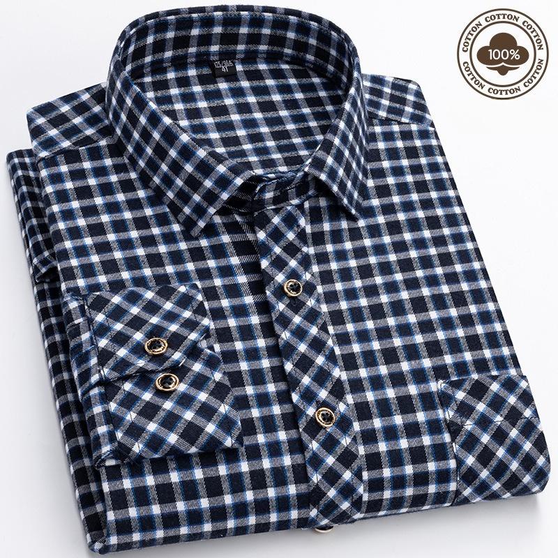 Фланелевые куртки-рубашки для мужчин, с длинным рукавом, стандартного кроя, на пуговицах, рабочие, верхняя одежда, мужская повседневная клетчатая тяжелая хлопковая рубашка с карманами
