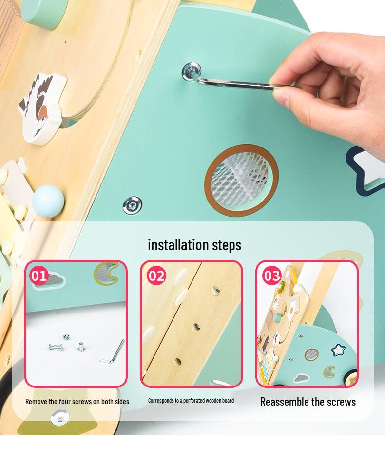 Children's Multifunctional Anti-Rollover Stroller Walker with Educational Toys