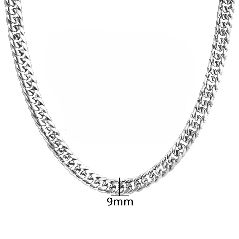 9 мм Позолоченные Массивные Цепи Miami Cuban Link Ожерелья Хип-Хоп Толстые Серебристого Цвета Нержавеющая Сталь Тяжелые Цепи Для Мужчин Украшения