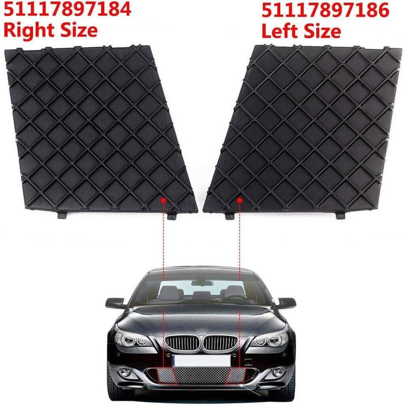 2pcs For BMW E60 E61 M Sports Package 2004-2009 Car Front Bumper Lower Mesh Grille Plate Trim Cover 51117897186 51117897184