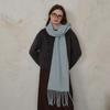 Homemade wool solid color fringed scarf for men and women, soft waxy and skin-friendly in autumn and winter, high-end warm scarf
