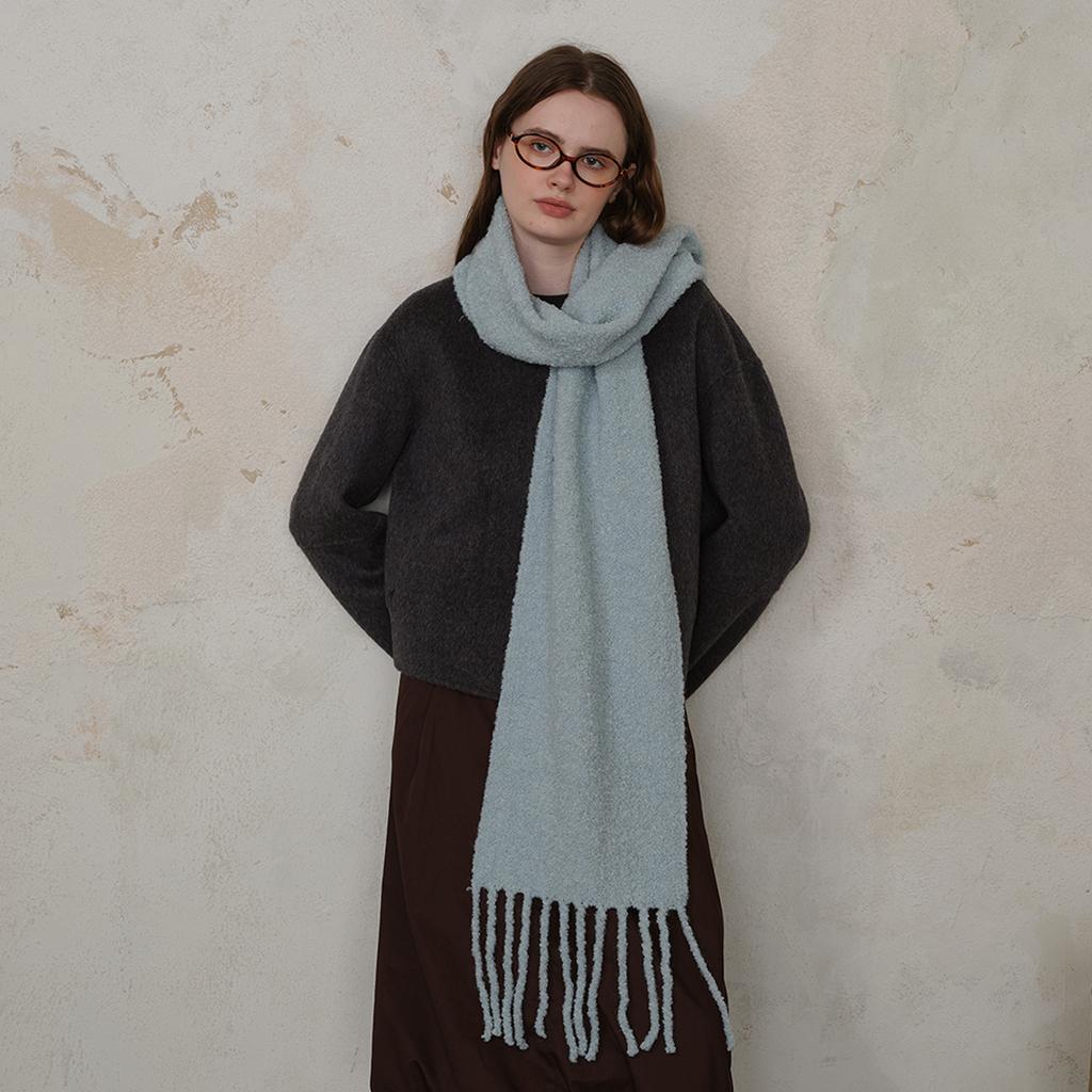 Homemade wool solid color fringed scarf for men and women, soft waxy and skin-friendly in autumn and winter, high-end warm scarf