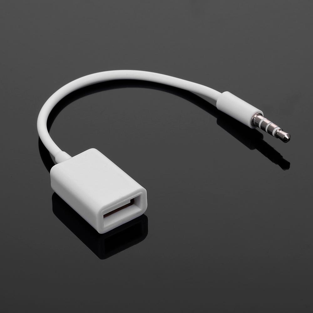 3,5 мм штекер Автомобильный на USB 2.0 гнездо Адаптер Преобразователь Кабель OTG Кабель (белый)