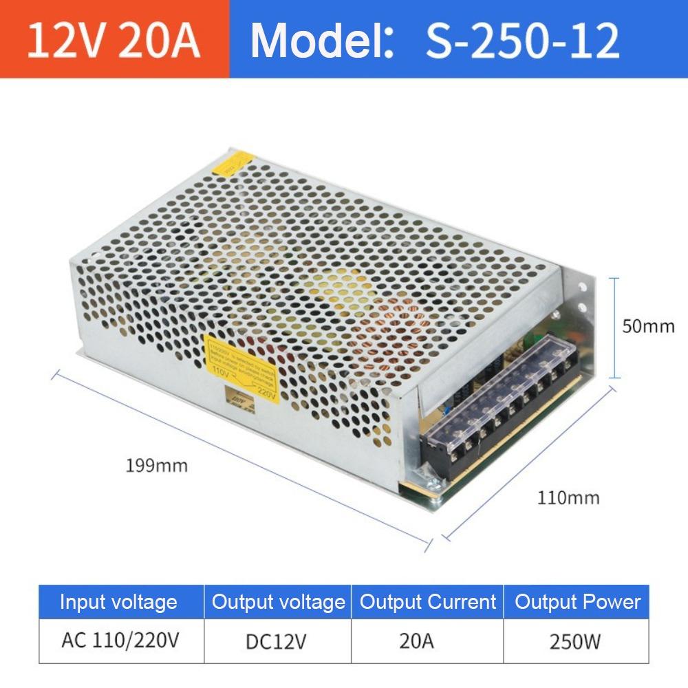 AC110V 220V К DC12V Импульсный источник питания 1A 2A 3A 4A 5A 10A 15A 20A Металлический корпус Трансформатор для освещения Источник питания Адаптер