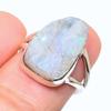 Подарочное кольцо из стерлингового серебра 925 пробы с натуральным радужным лунным камнем S.7 Y0h99